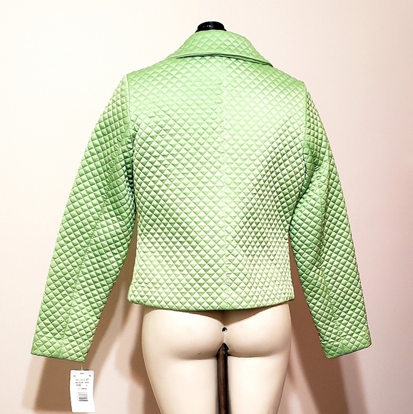 Harvé Benard lime green quilted jacket 6 NWT - Picture 3 of 4